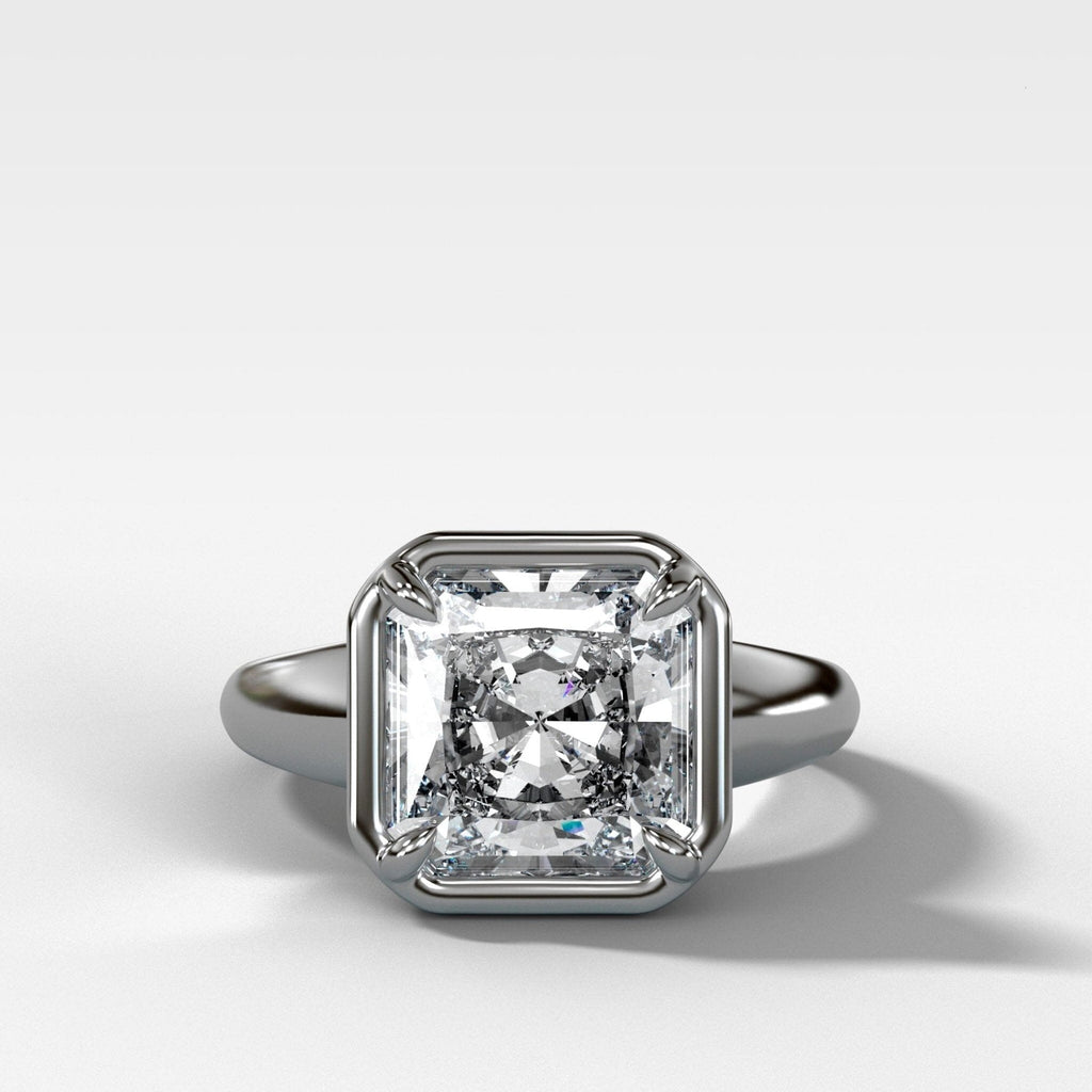 Club Ring Solitaire Engagement Ring With a Radiant Square Cut Diamond