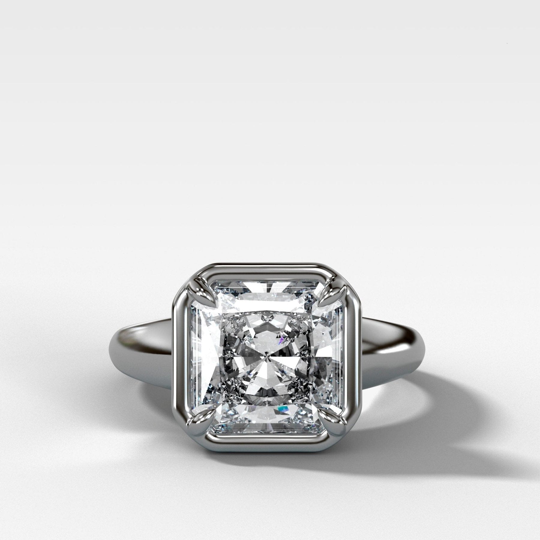 Club Ring Solitaire Engagement Ring With a Radiant Square Cut Diamond