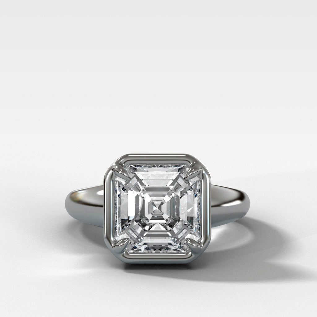 Club Ring Solitaire Engagement Ring With an Asscher Cut Diamond