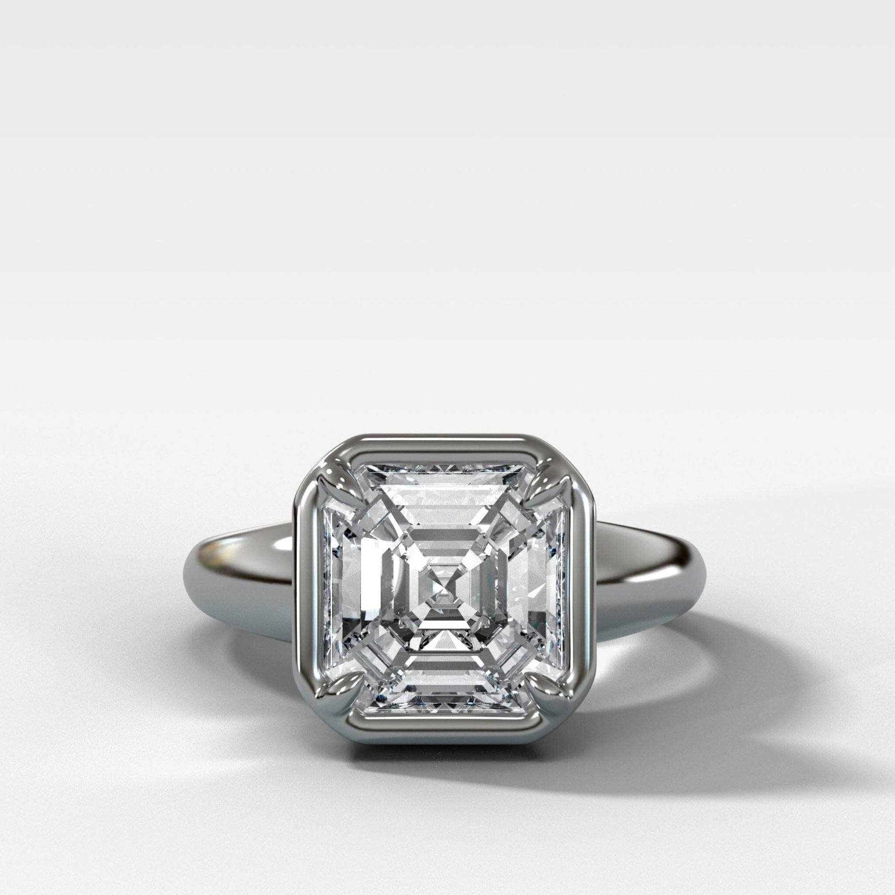 Club Ring Solitaire Engagement Ring With an Asscher Cut Diamond