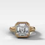 Club Ring Solitaire Engagement Ring With an Asscher Cut Diamond