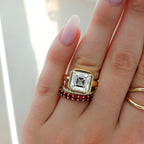 Club Ring Solitaire Engagement Ring With an Asscher Cut Diamond