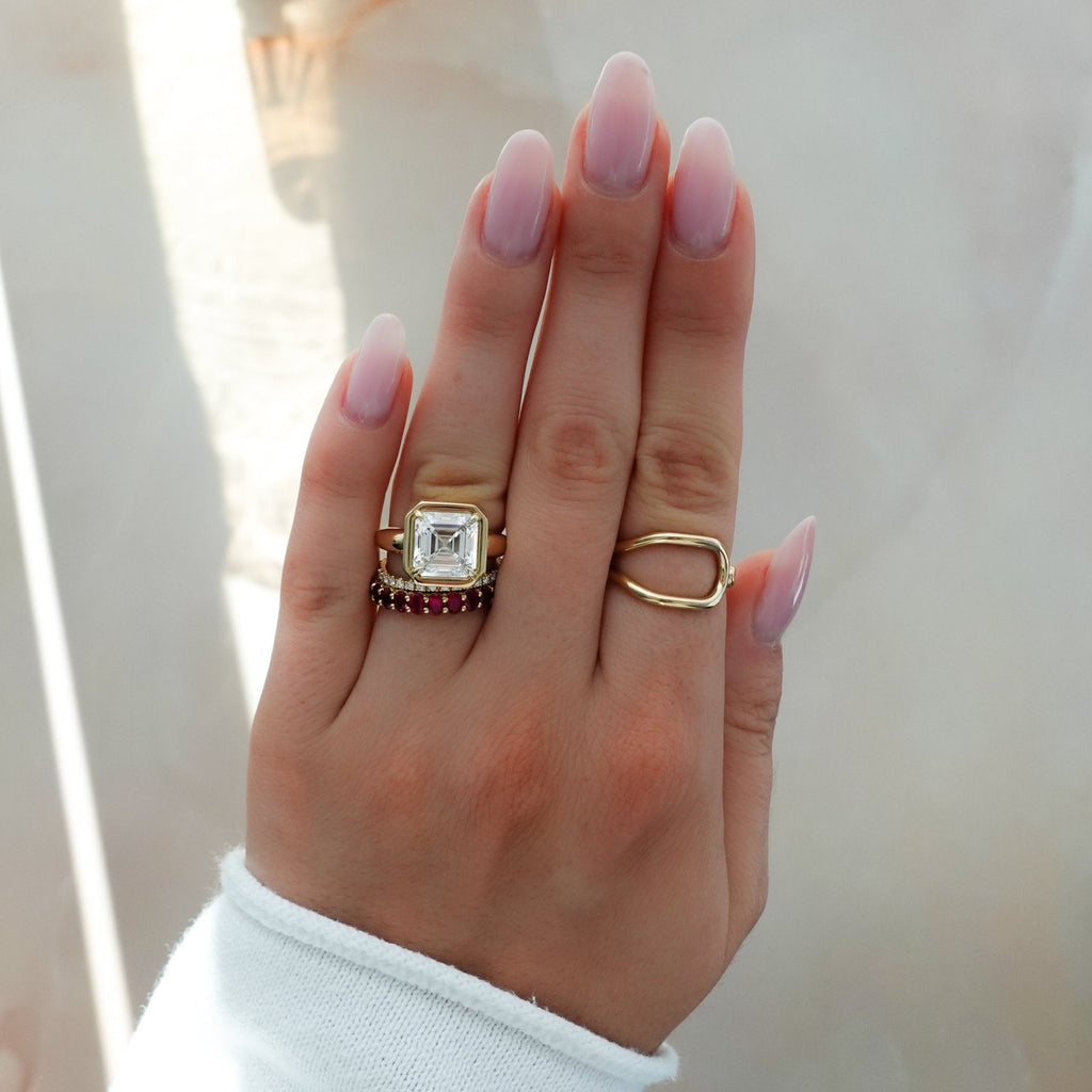 Club Ring Solitaire Engagement Ring With an Asscher Cut Diamond