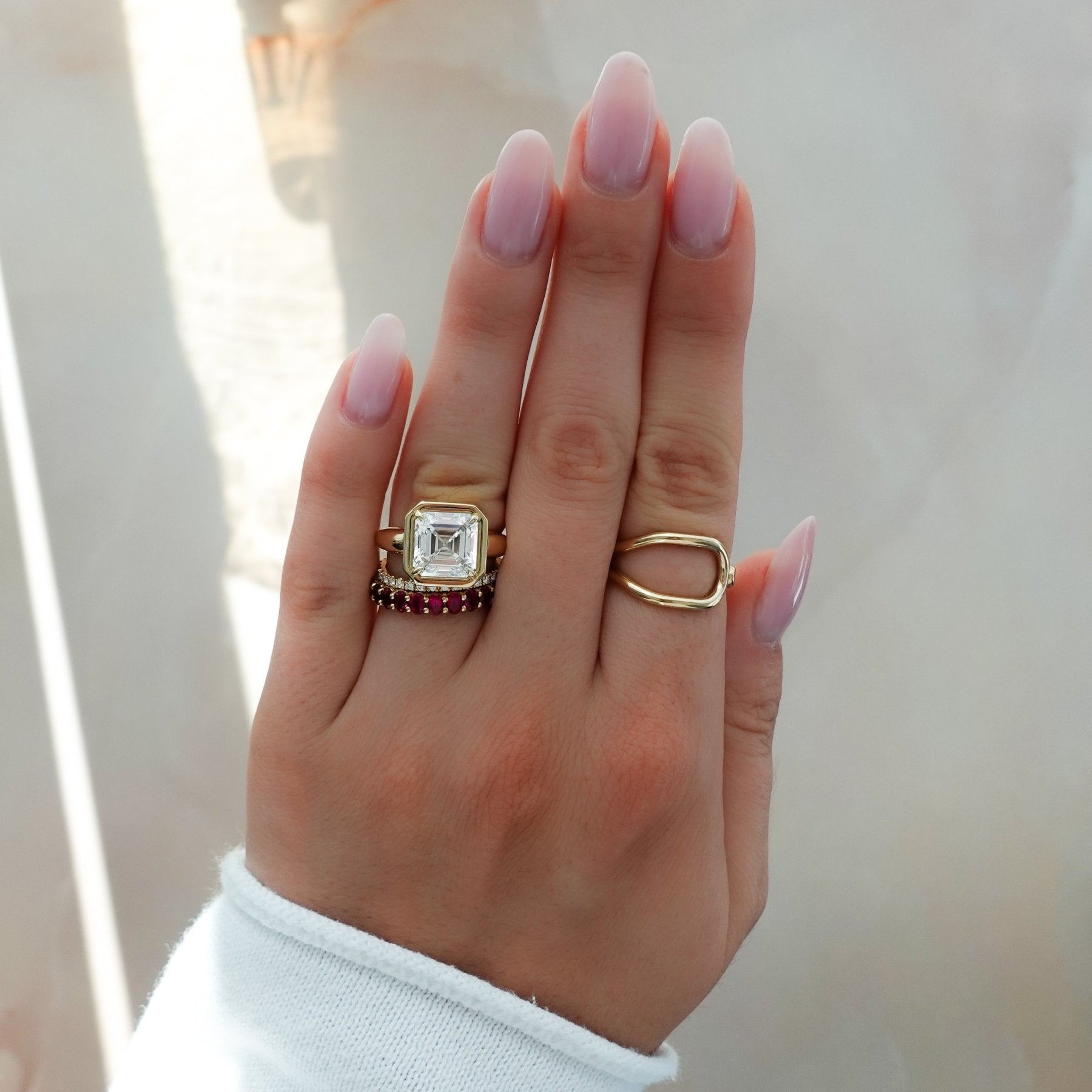 Club Ring Solitaire Engagement Ring With an Asscher Cut Diamond
