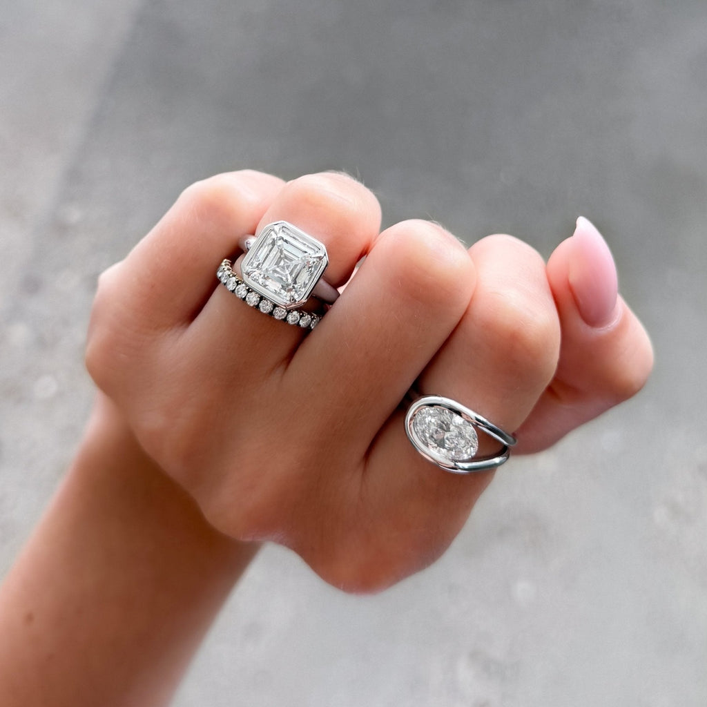 Club Ring Solitaire Engagement Ring With an Asscher Cut Diamond