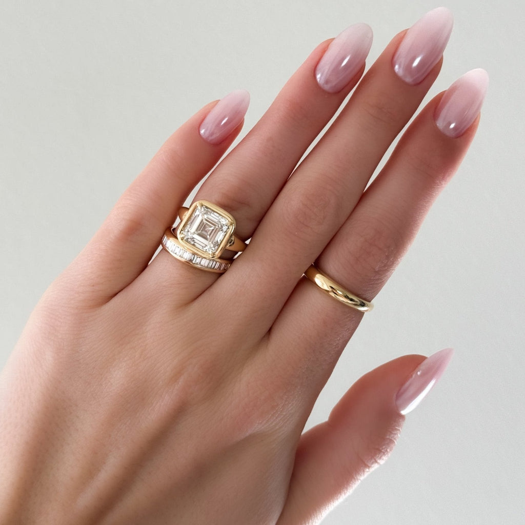 Club Ring Solitaire Engagement Ring With an Asscher Cut Diamond