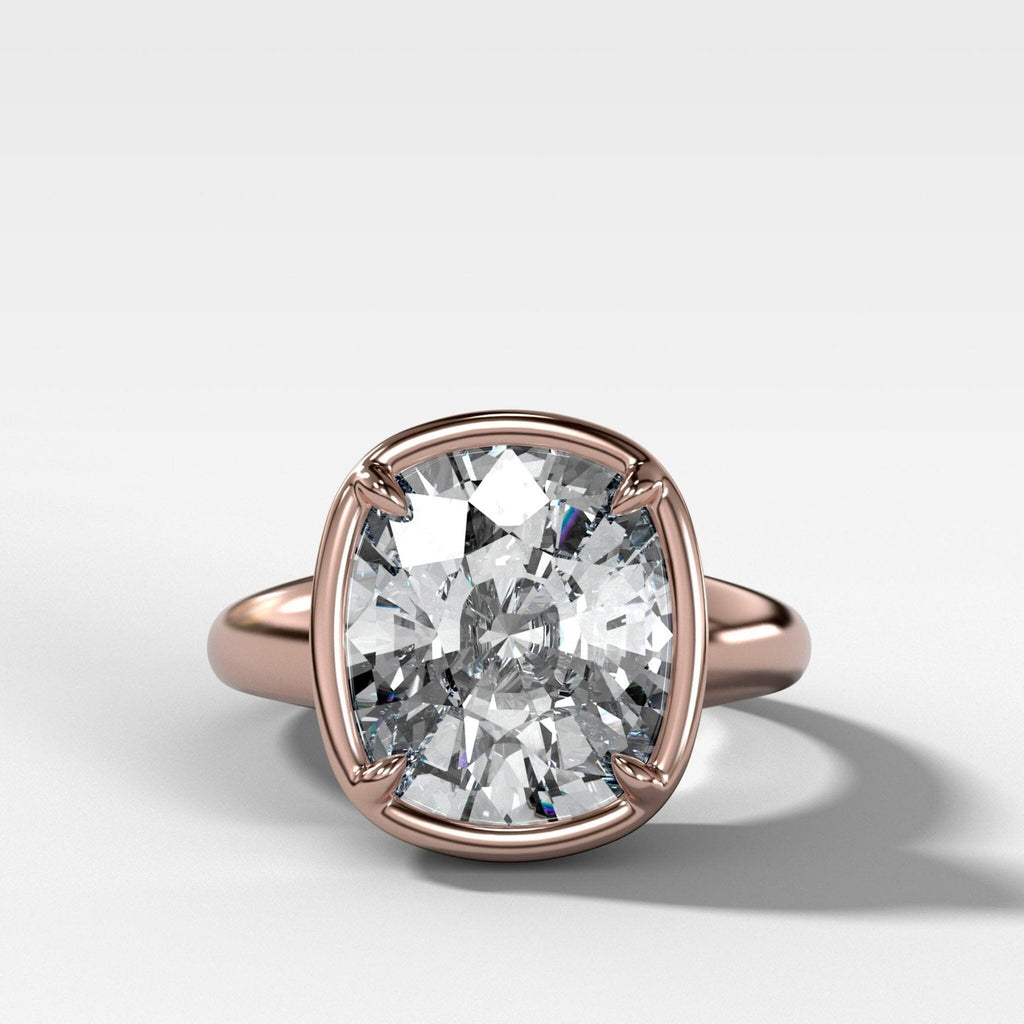 Club Ring Solitaire  Engagement Ring With an Elongated Cushion Cut Diamond
