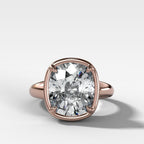Club Ring Solitaire  Engagement Ring With an Elongated Cushion Cut Diamond