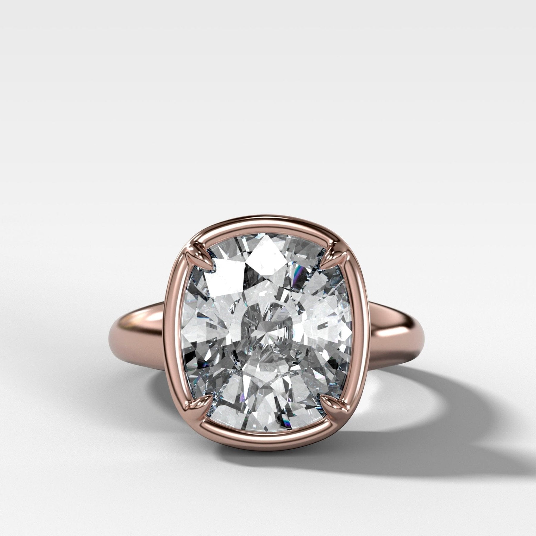 Club Ring Solitaire  Engagement Ring With an Elongated Cushion Cut Diamond