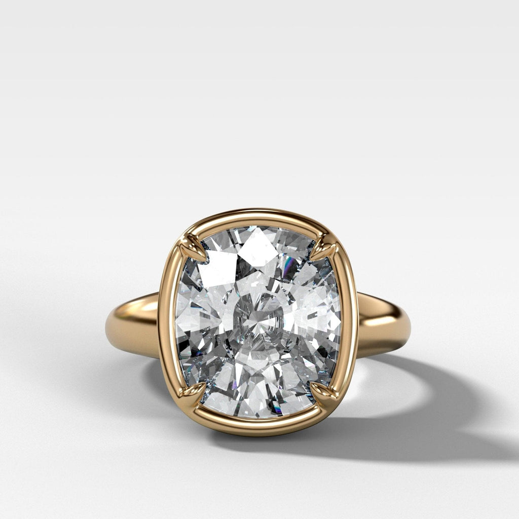 Club Ring Solitaire Engagement Ring With a 5.10ct Elongated Cushion Cut Diamond