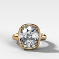 Club Ring Solitaire Engagement Ring With a 5.10ct Elongated Cushion Cut Diamond