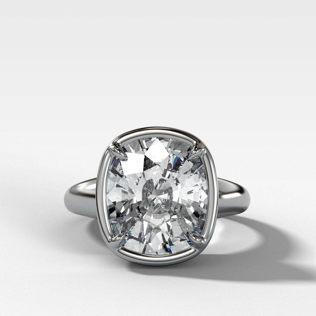 Club Ring Solitaire  Engagement Ring With an Elongated Cushion Cut Diamond