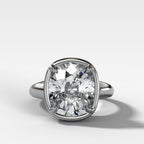 Club Ring Solitaire  Engagement Ring With an Elongated Cushion Cut Diamond