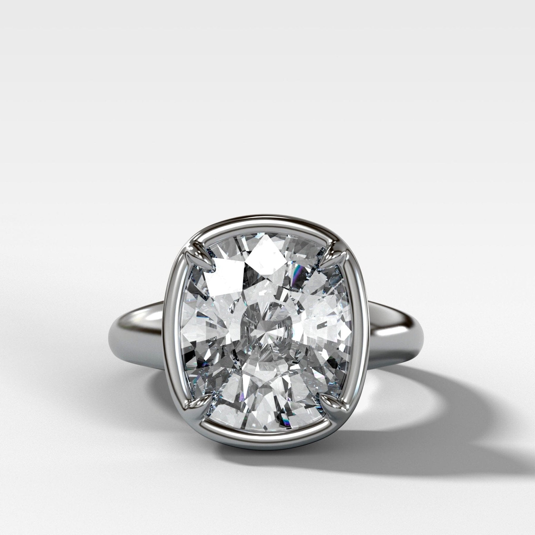 Club Ring Solitaire  Engagement Ring With an Elongated Cushion Cut Diamond