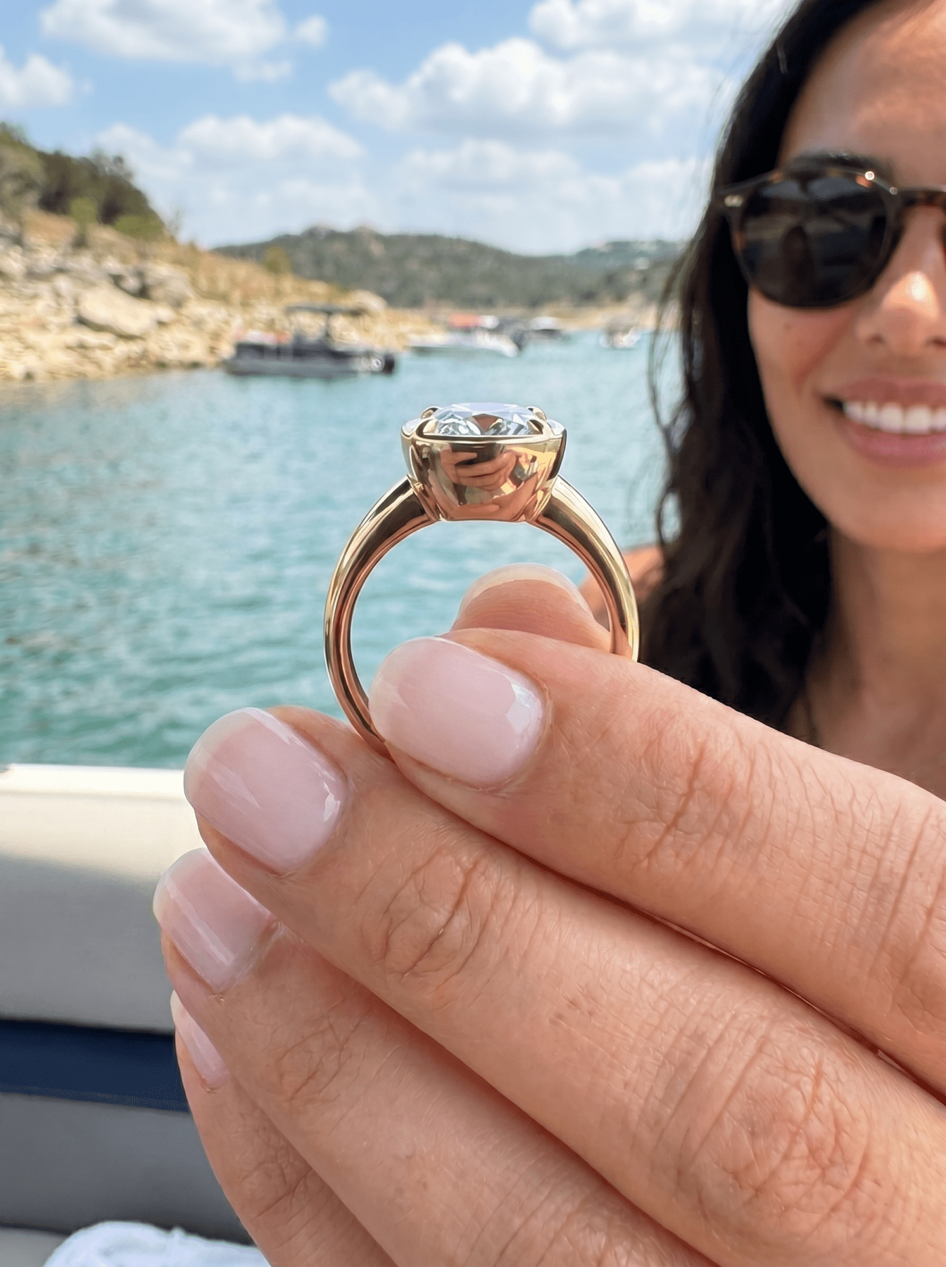 Club Ring Solitaire  Engagement Ring With an Elongated Cushion Cut Diamond