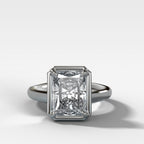 Club Ring Solitaire Engagement Ring With an Elongated Radiant Cut Diamond