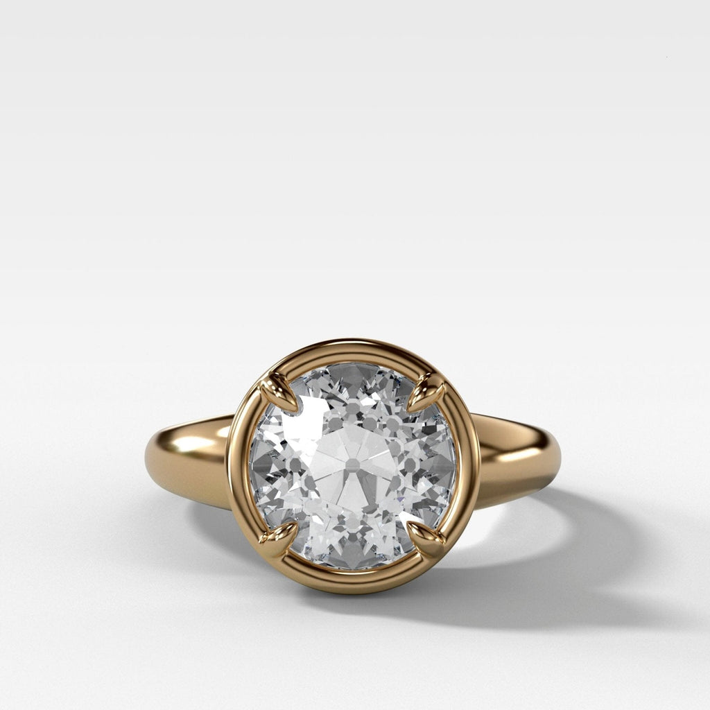 Club Ring Solitaire Engagement Ring With an Old Euro Cut Diamond