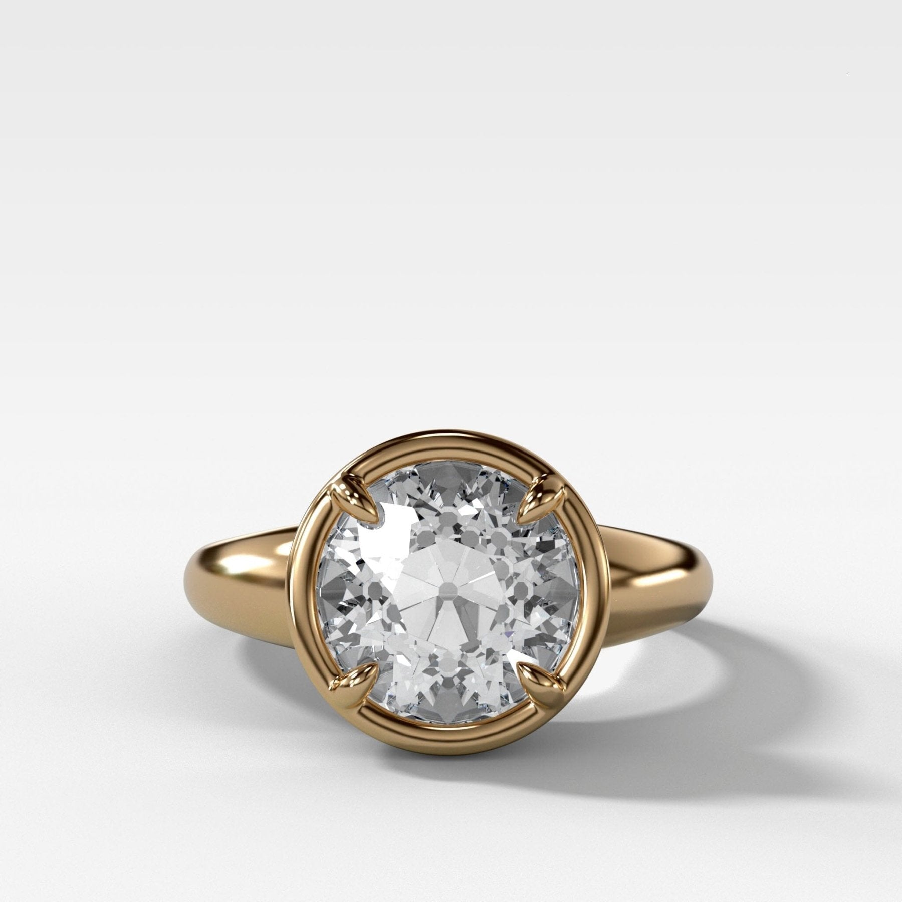 Club Ring Solitaire Engagement Ring With an Old Euro Cut Diamond