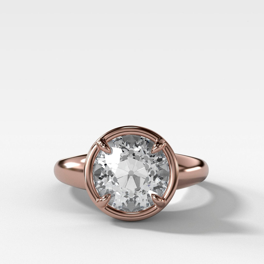 Club Ring Solitaire Engagement Ring With an Old Euro Cut Diamond