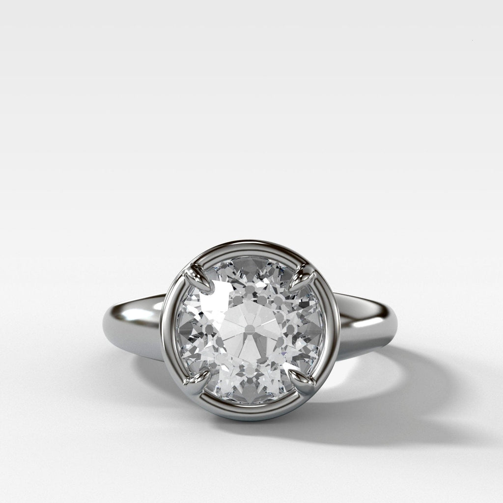 Club Ring Solitaire Engagement Ring With an Old Euro Cut Diamond