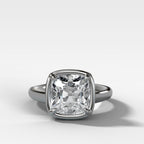 Club Ring Solitaire Engagement Ring With an Old Mine Cut Diamond