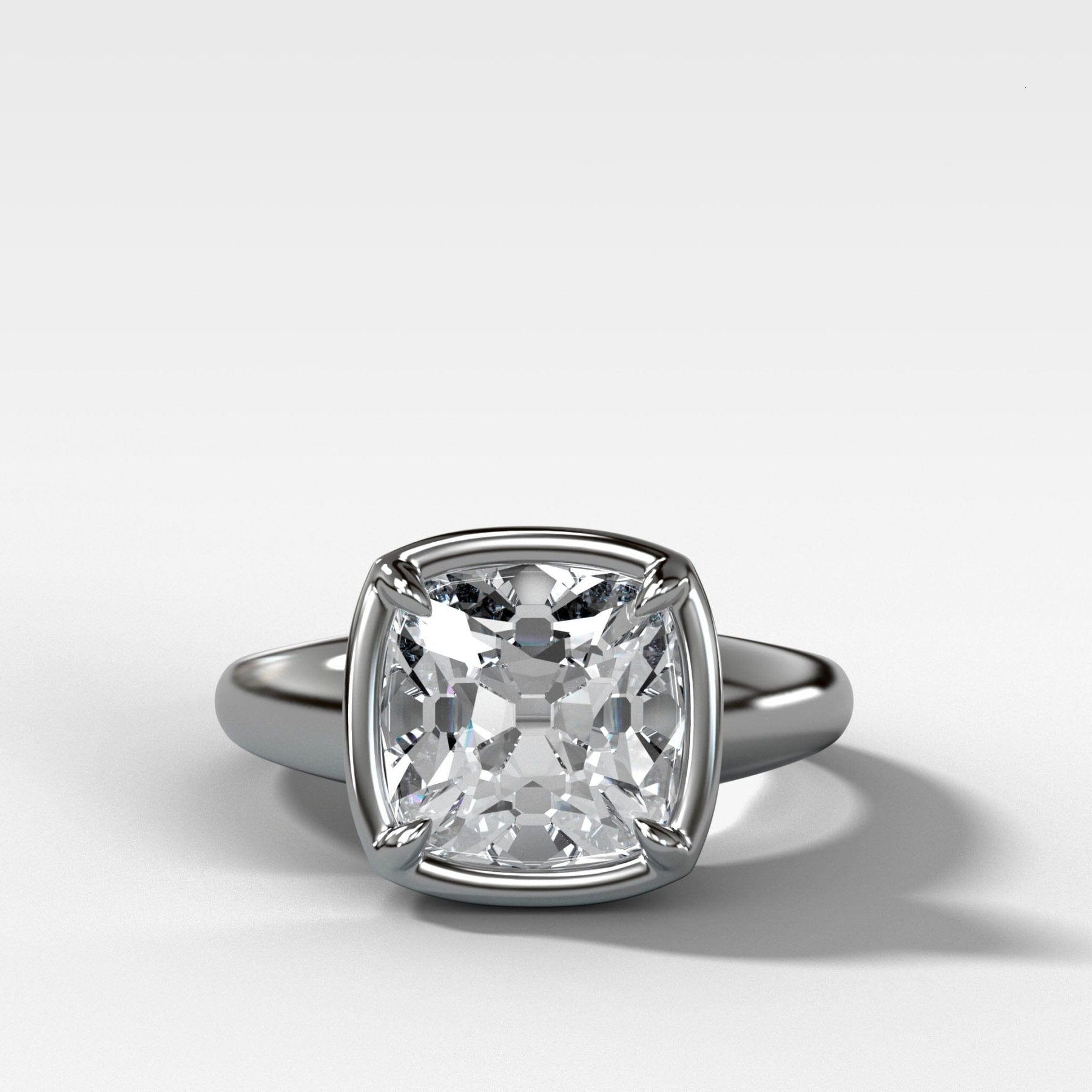 Club Ring Solitaire Engagement Ring With an Old Mine Cut Diamond