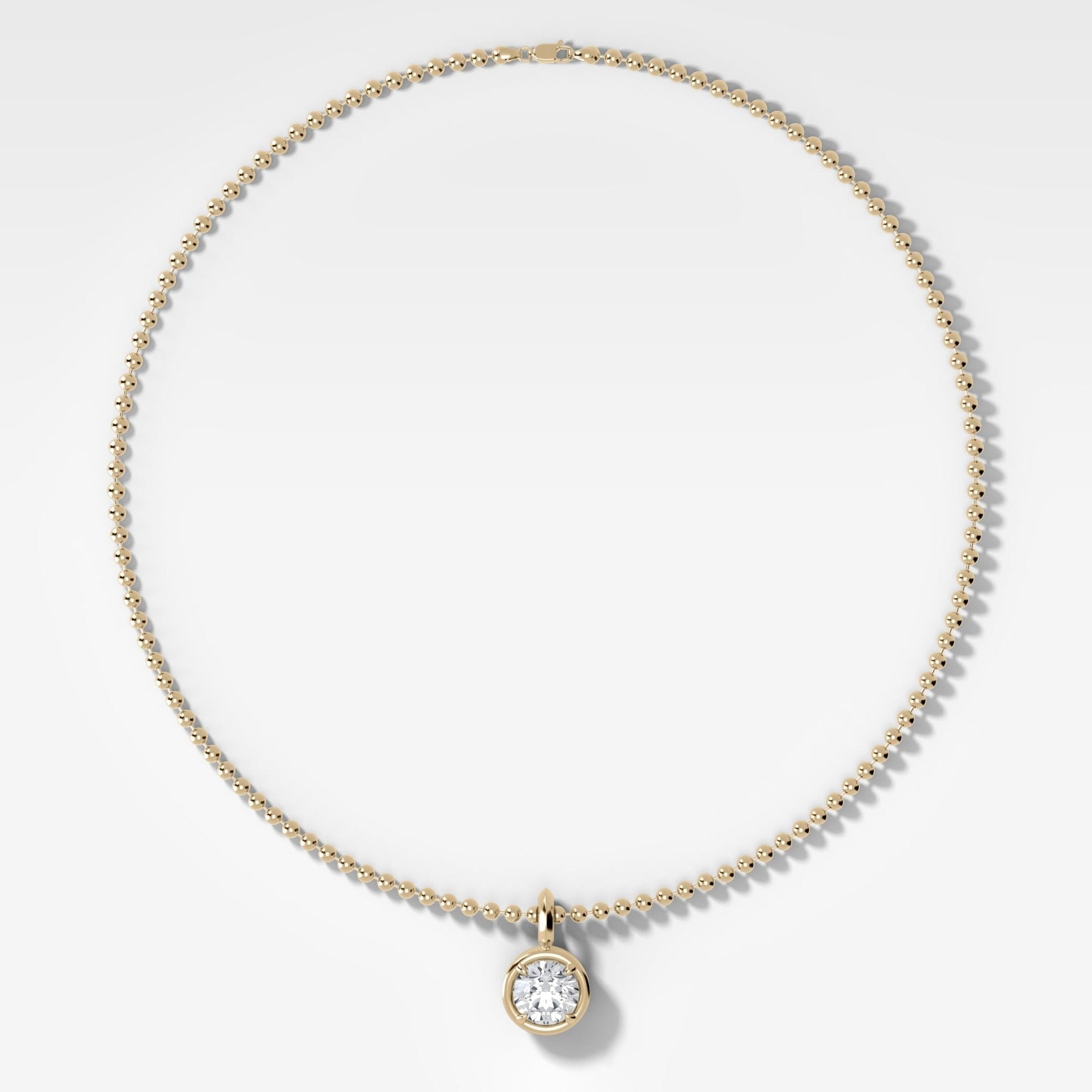 Club Round Attachable Diamond Pendant With Beaded Chain (3mm)
