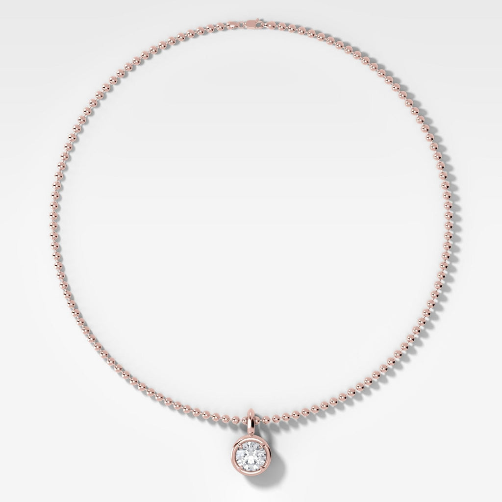 Club Round Attachable Diamond Pendant With Beaded Chain (3mm)