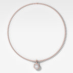 Club Round Attachable Diamond Pendant With Beaded Chain (3mm)