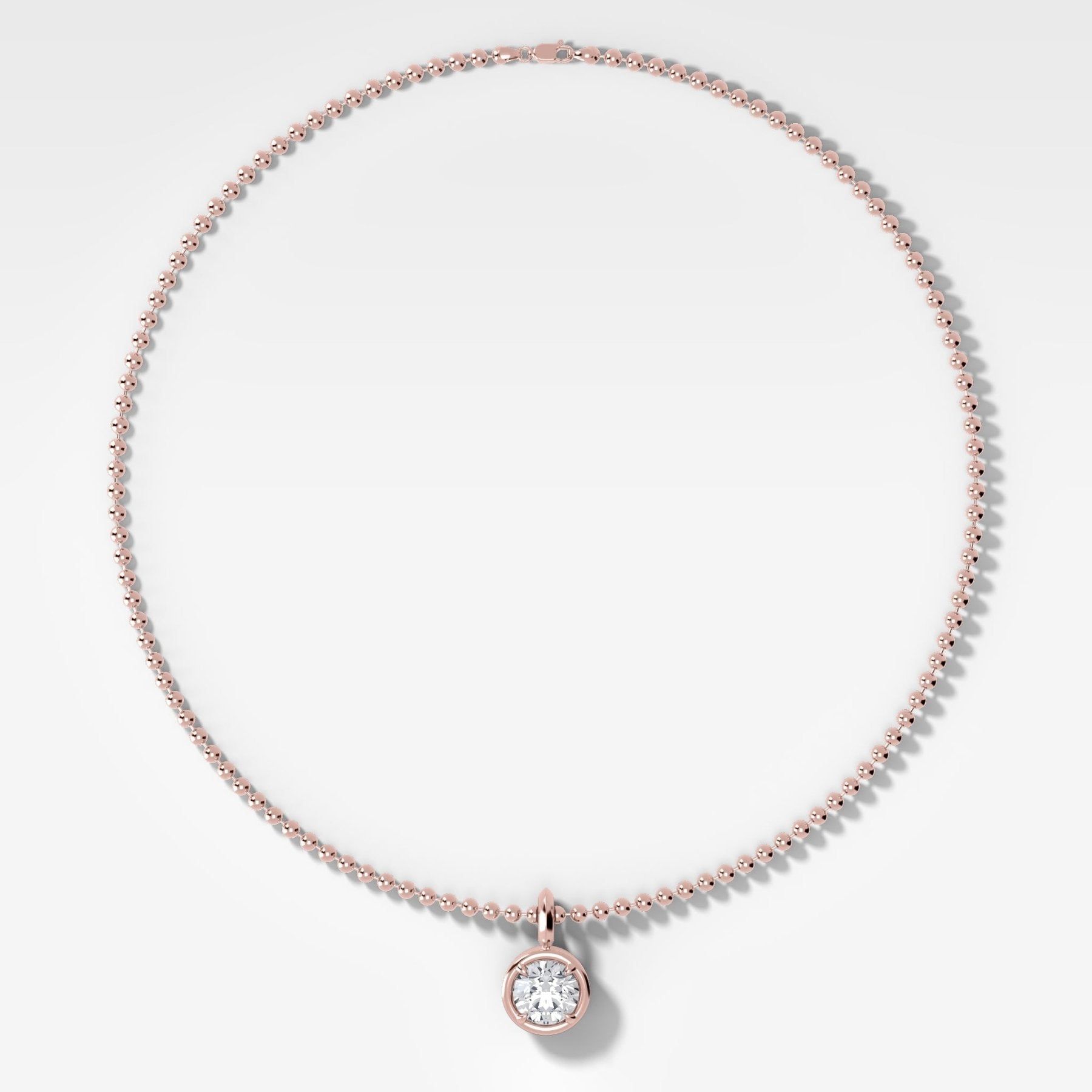 Club Round Attachable Diamond Pendant With Beaded Chain (3mm)