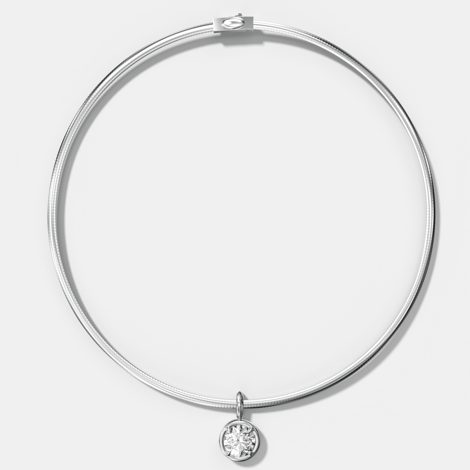 Club Round Attachable Diamond Pendant With Reversible Omega Chain (3mm)