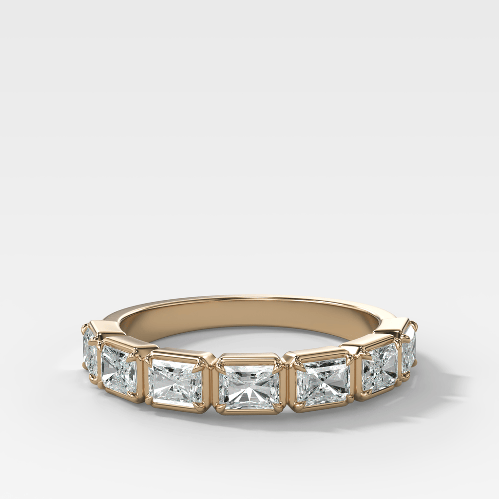 Club Set Wedding Band With East West Elongated Radiant Cuts