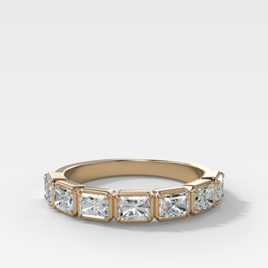 Club Set Wedding Band With East West Elongated Radiant Cuts