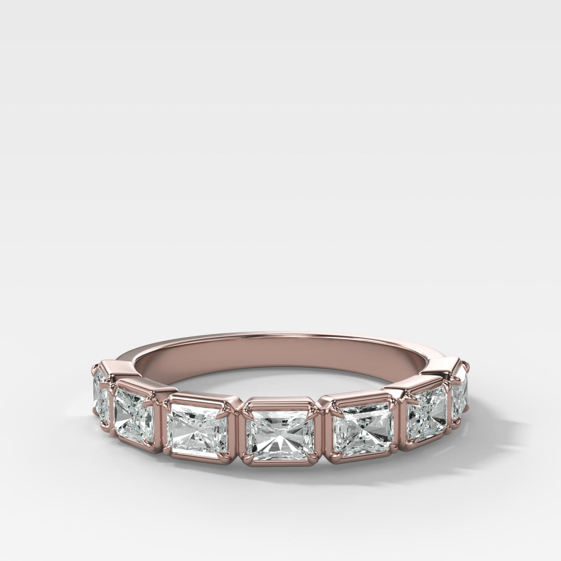 Club Set Wedding Band With East West Elongated Radiant Cuts