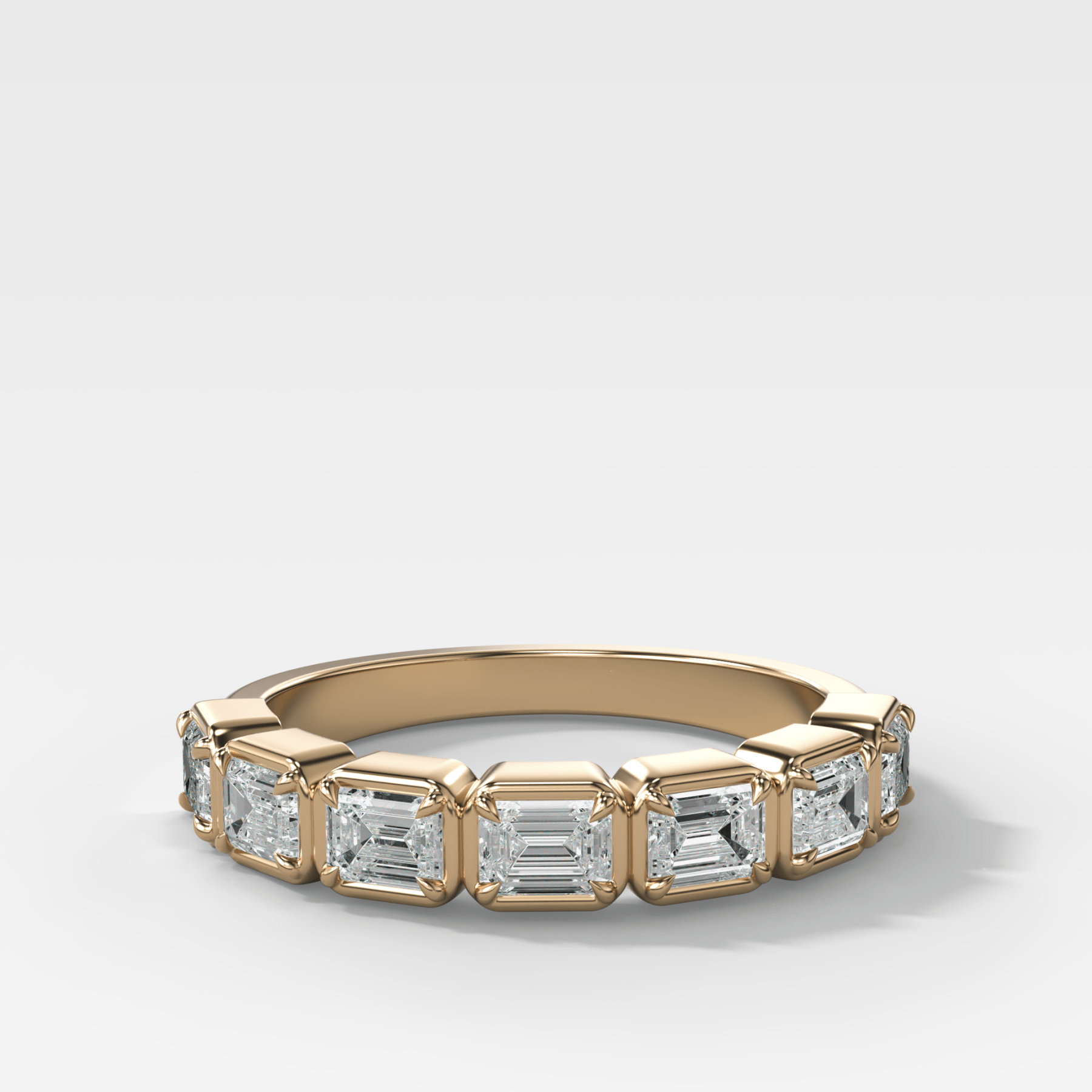 Club Set Wedding Band With East West Emerald Cuts Main image