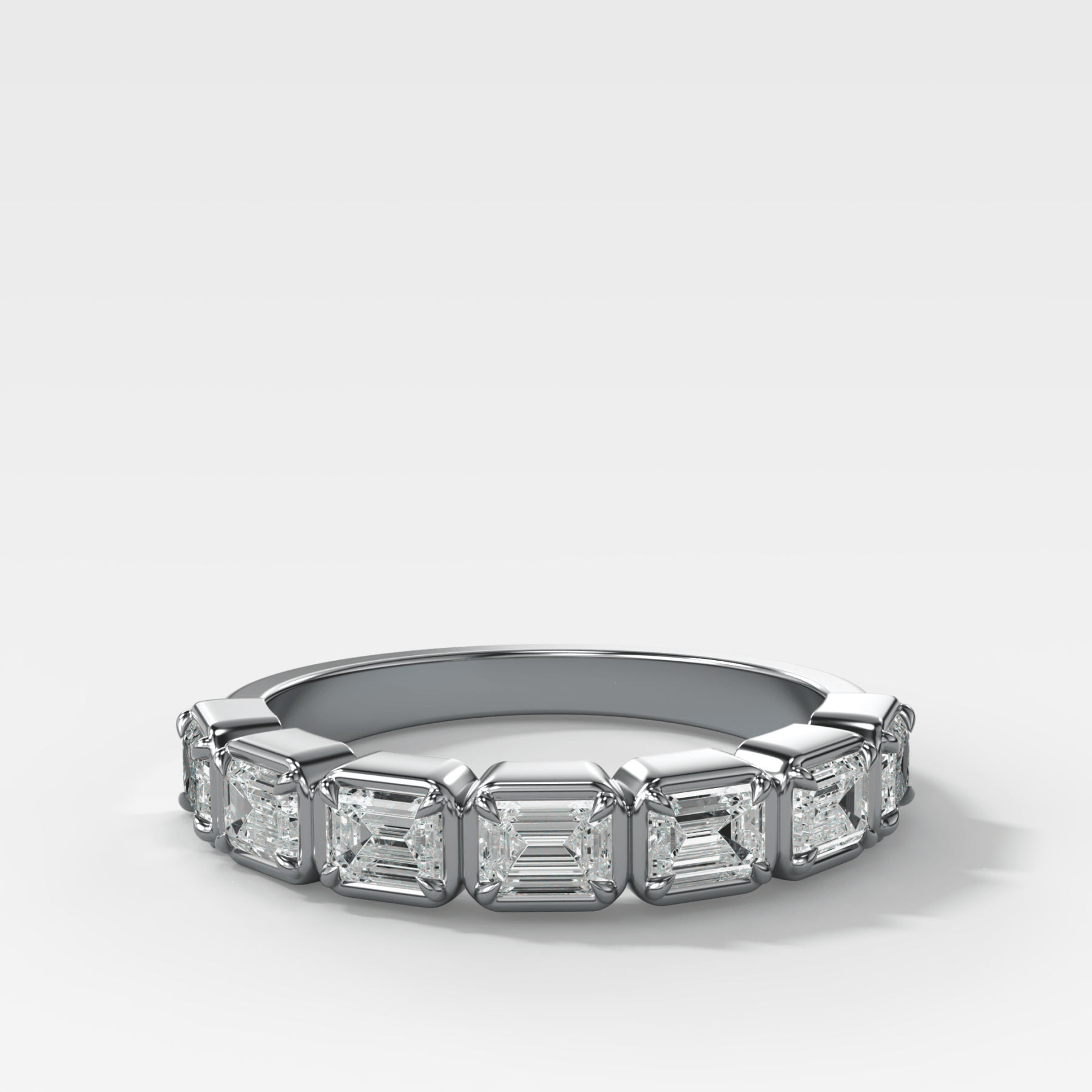 Club Set Wedding Band With East West Emerald Cuts Secondary image