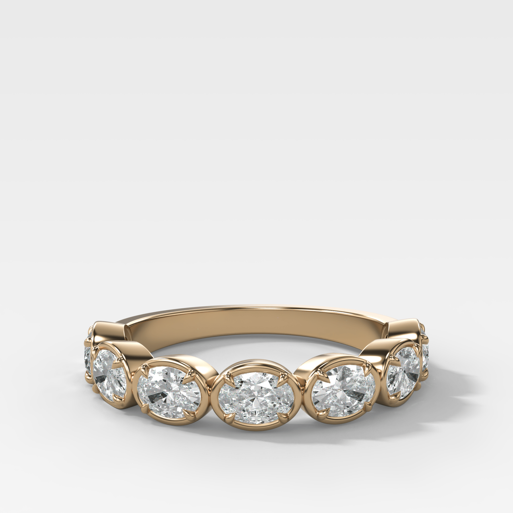 Club Set Wedding Band With East West Oval Cuts