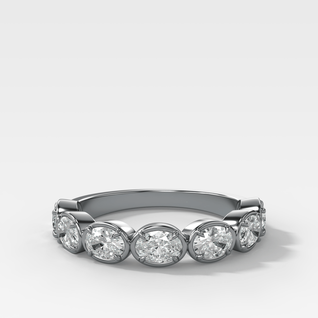Club Set Wedding Band With East West Oval Cuts