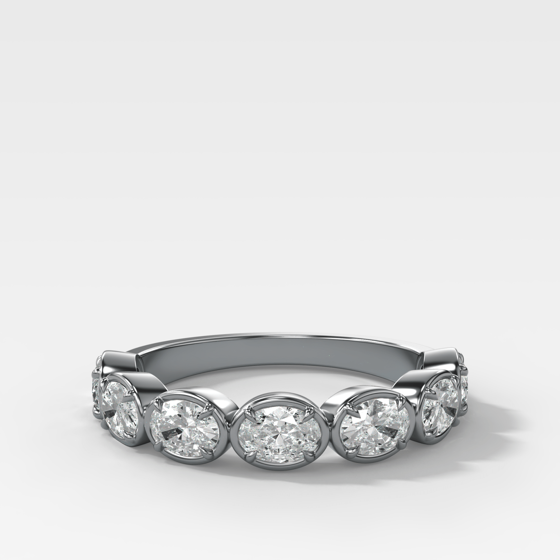 Club Set Wedding Band With East West Oval Cuts