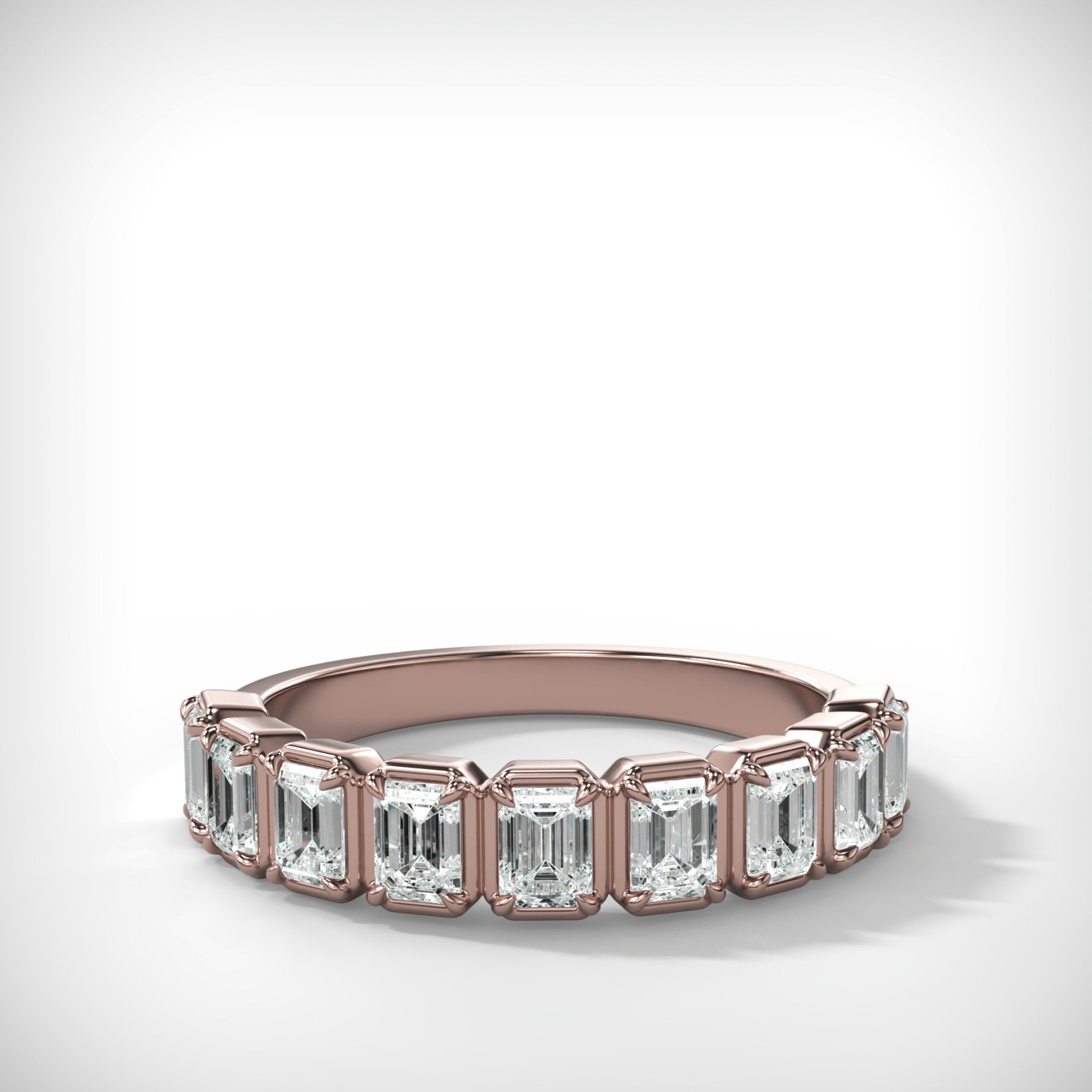 Club Set Wedding Band With Emerald Cuts