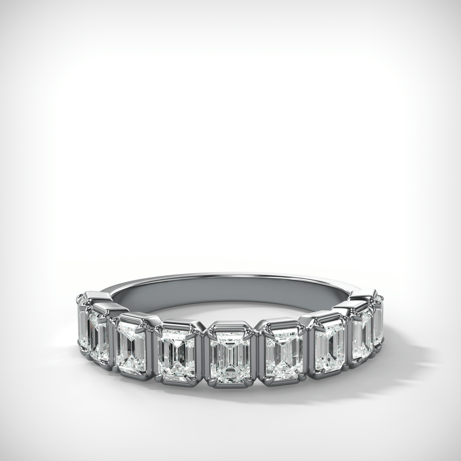 Club Set Wedding Band With Emerald Cuts Secondary image