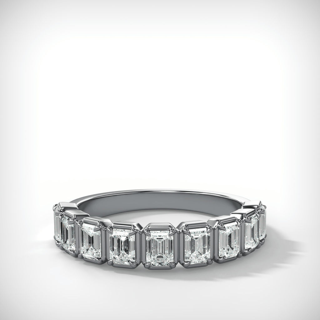 Club Set Wedding Band With Emerald Cuts