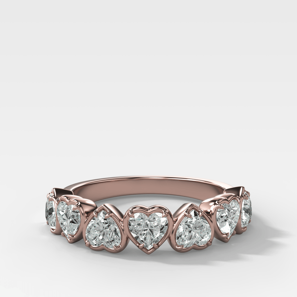 Club Set Wedding Band With Heart Cuts