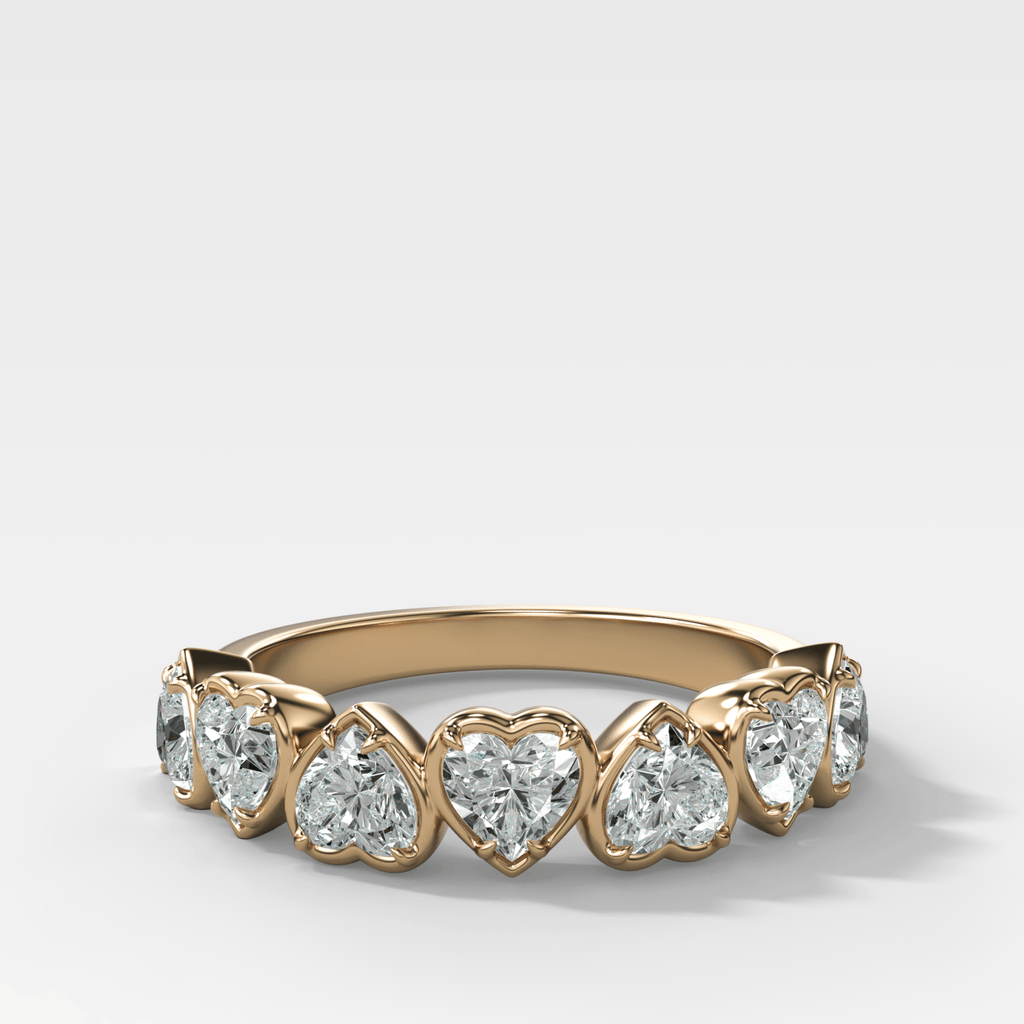 Club Set Wedding Band With Heart Cuts
