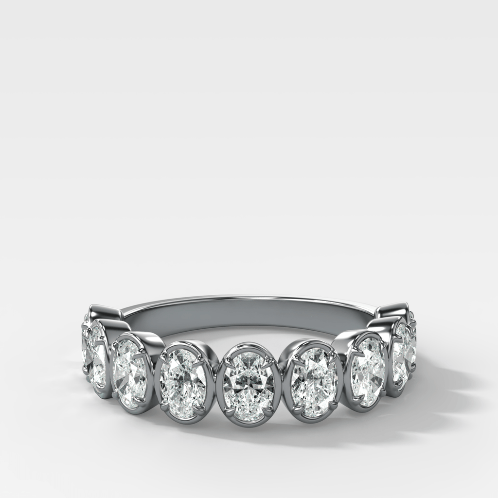 Club Set Wedding Band With North South Oval Cuts