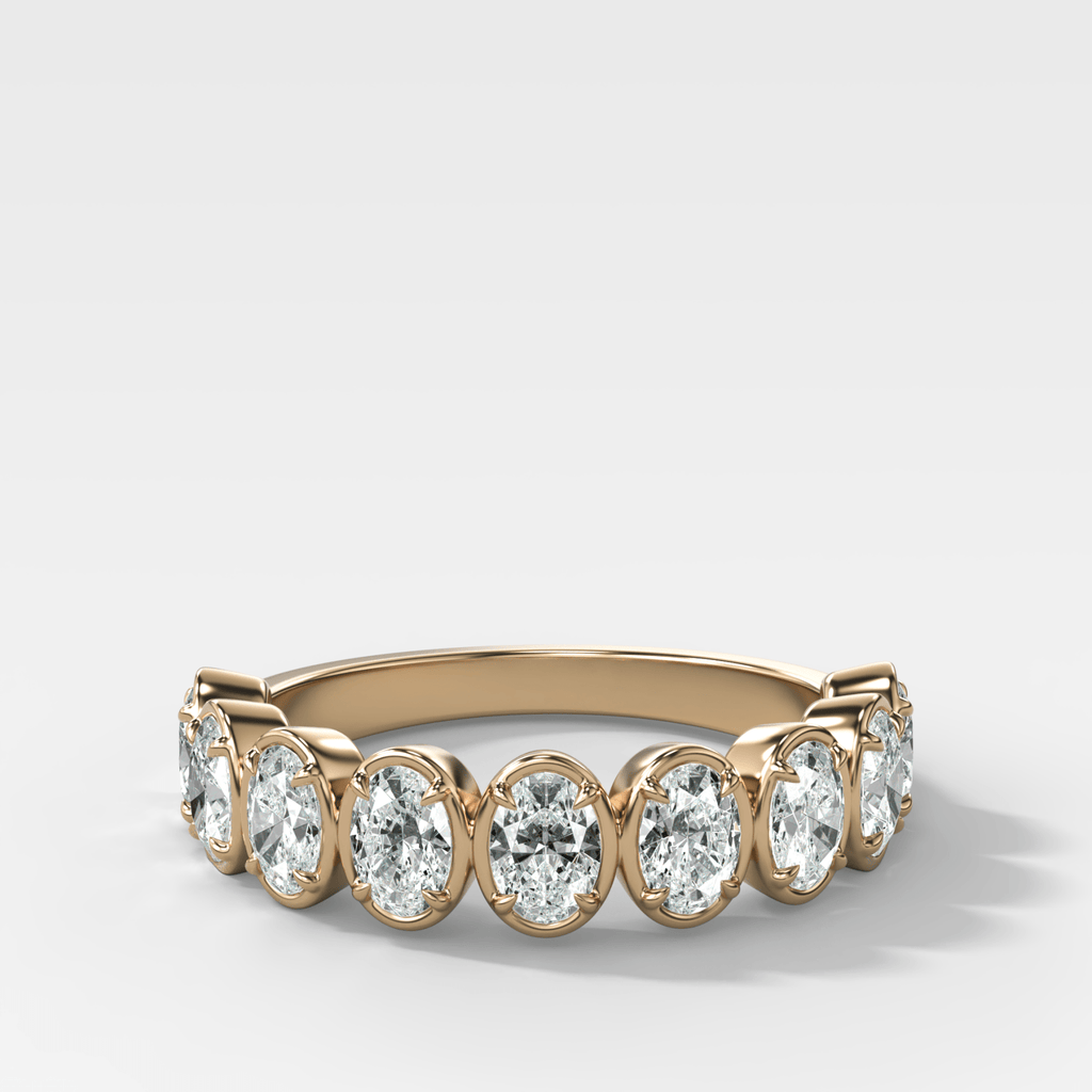 Club Set Wedding Band With North South Oval Cuts