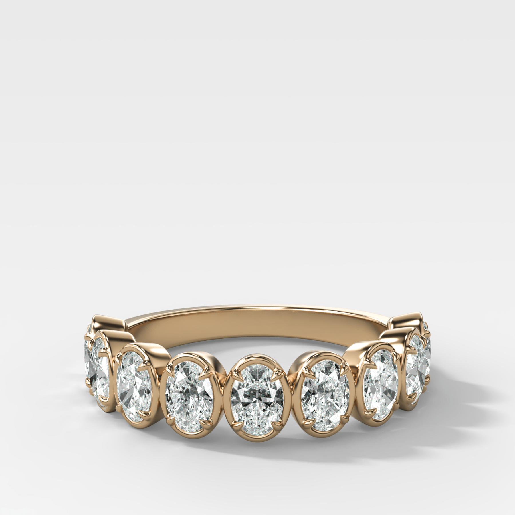 Club Set Wedding Band With North South Oval Cuts