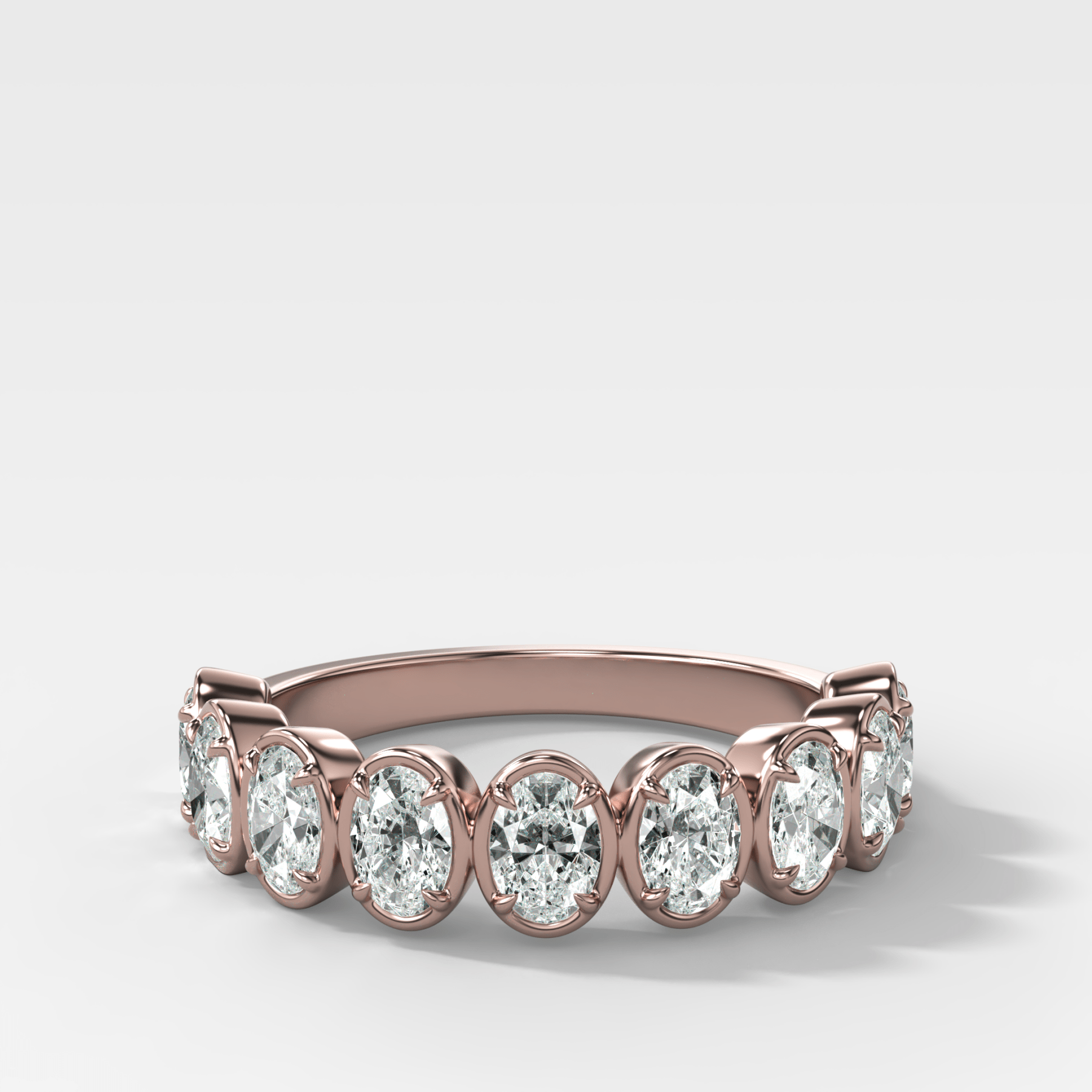 Club Set Wedding Band With North South Oval Cuts
