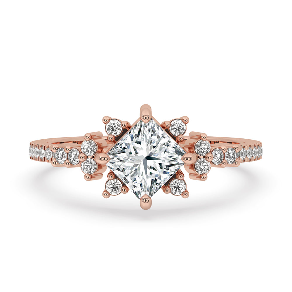 Two Carat Princess Cut Diamond Engagement Ring in Rose Gold Main image