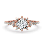 Two Carat Princess Cut Diamond Engagement Ring in Rose Gold